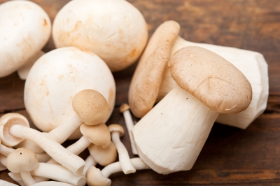 Champignon mit Salat zum Abendessen